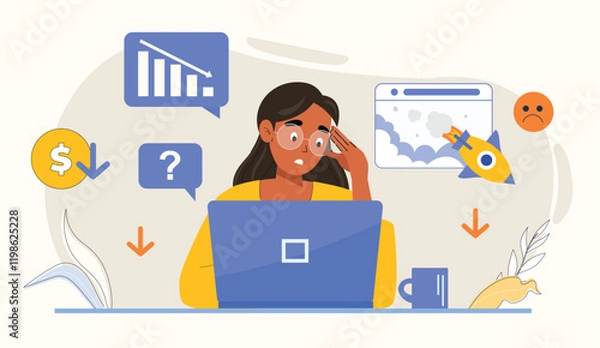 Obraz Capture the essence of challenges faced by businesses with this somber illustration depicting financial decline, uncertainty, and strategies for recovery.
