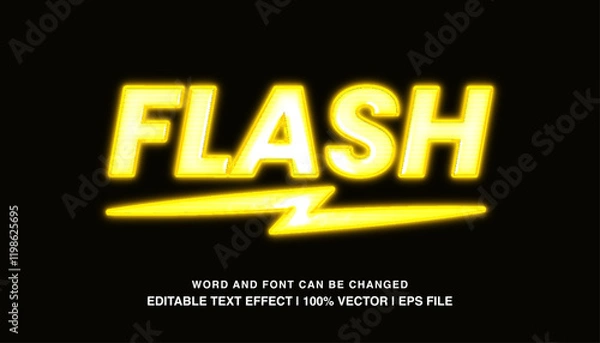 Fototapeta editable text effect yellow neon flash