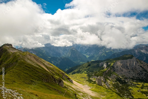 Fototapeta Hiking in the Tyrolean Alps / Achensee in the wonderful Tirol after a thunderstorm
