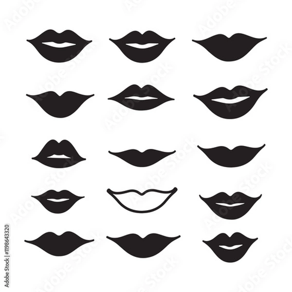 Fototapeta lips silhouette vector art illustration 