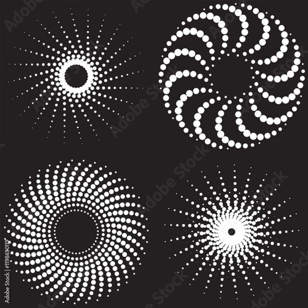 Fototapeta A set of halfton radial shapes