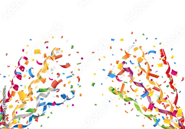 Obraz Exploding party confetti and streamers Vector