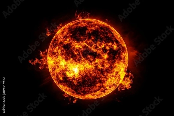 Obraz a burning planet sun , Generative AI	