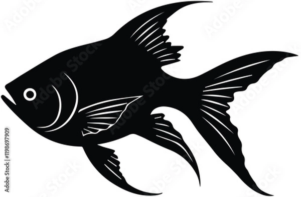 Obraz Elegant Fish Silhouette - Aquatic Art. silhouette of a fish