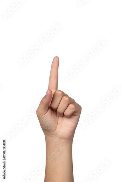 Fototapeta A hand showing the number one with the index finger raised