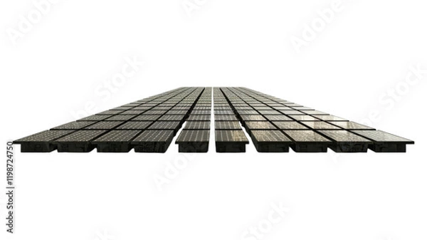 Fototapeta A vast array of solar panels in a field harnessing renewable energy under a clear blue sky for sustainability