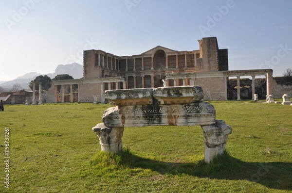 Obraz Ancient ruins in Sardes Lydia Ancient City in Salihli, Manisa, Turkey