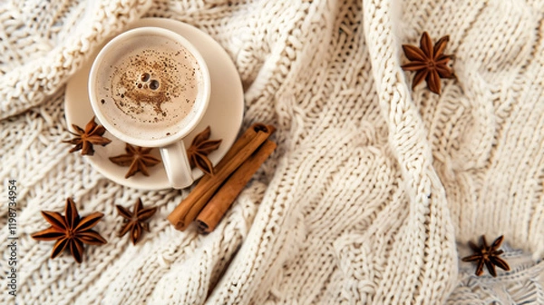 Fototapeta coffee and cinnamon sticks