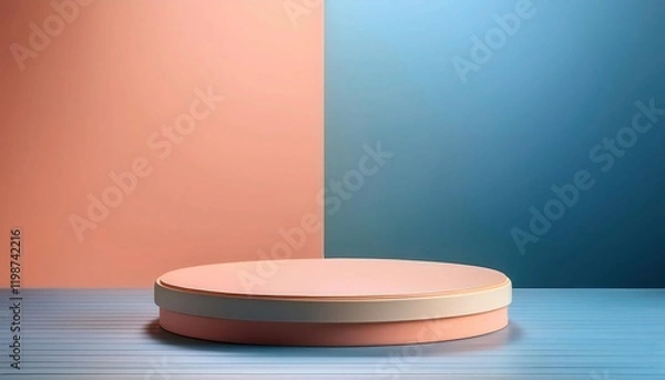 Obraz Peach and Blue Gradient Podium with Ample Copyspace