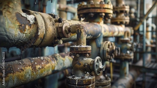 Obraz Close up of pipes and valves.