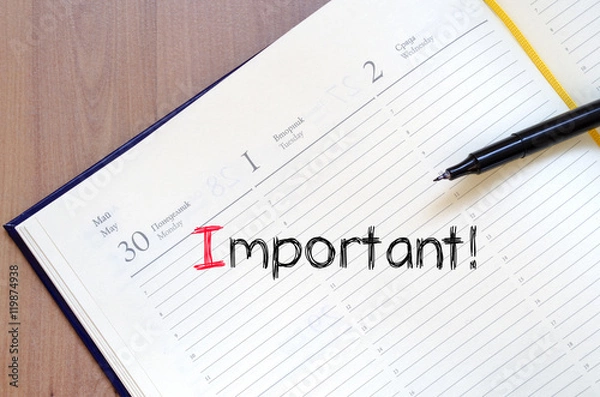Fototapeta Important text concept on notebook