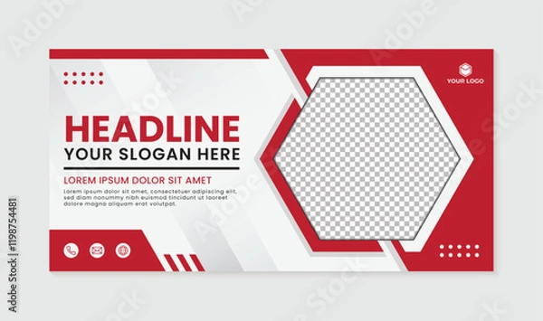 Fototapeta Modern hexagon abstract banner design template red and white background