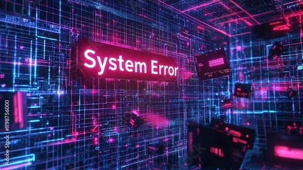 Obraz System Error: Digital Glitch in Network