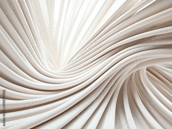 Fototapeta Minimalist concept style. Flowing white fabric with smooth curves and waves.