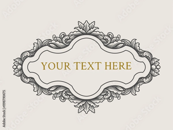 Fototapeta Elegant vintage frames with intricate floral and ornamental details, perfect for adding a classic touch to labels, invitations, and decorative borders in various design projects
