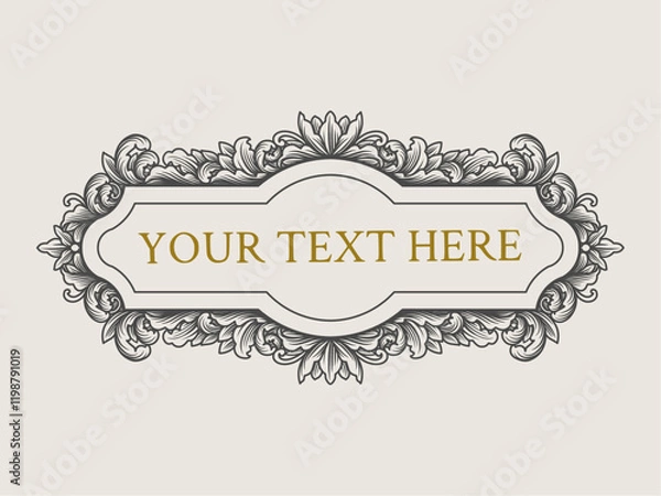 Fototapeta Elegant vintage frames with intricate floral and ornamental details, perfect for adding a classic touch to labels, invitations, and decorative borders in various design projects