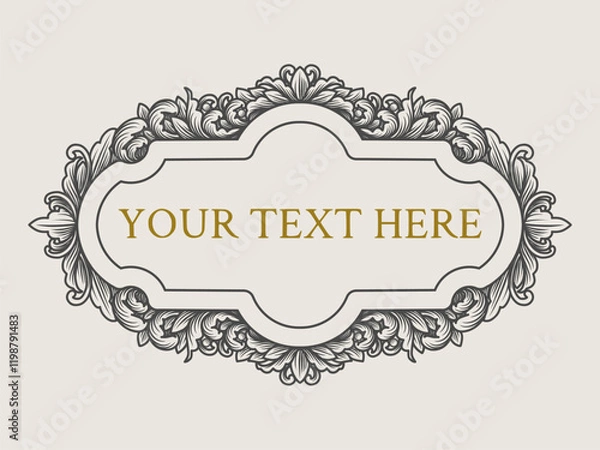 Fototapeta Elegant vintage frames with intricate floral and ornamental details, perfect for adding a classic touch to labels, invitations, and decorative borders in various design projects
