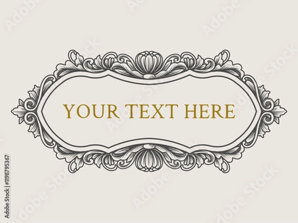 Fototapeta Elegant vintage frames with intricate floral and ornamental details, perfect for adding a classic touch to labels, invitations, and decorative borders in various design projects