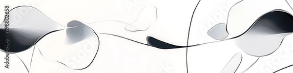 Fototapeta Minimalist black-and-white abstract shapes with clean lines ideal for Scandinavian-style living spaces