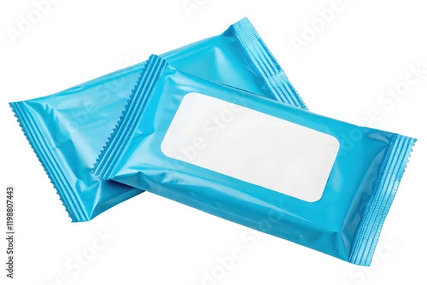 Obraz Two blue packages of wet wipes isolated with transparent background