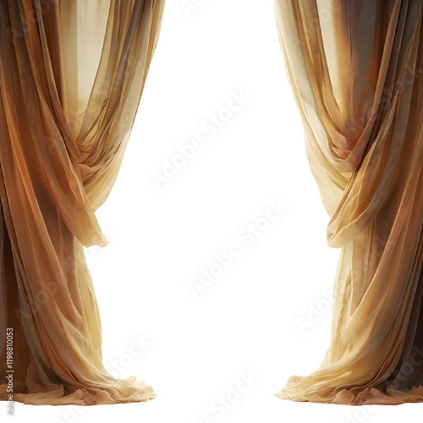 Fototapeta Elegant window curtains isolated on white background