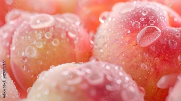 Fototapeta Closeup of Fresh White Peach Skin Texture with Soft Lighting