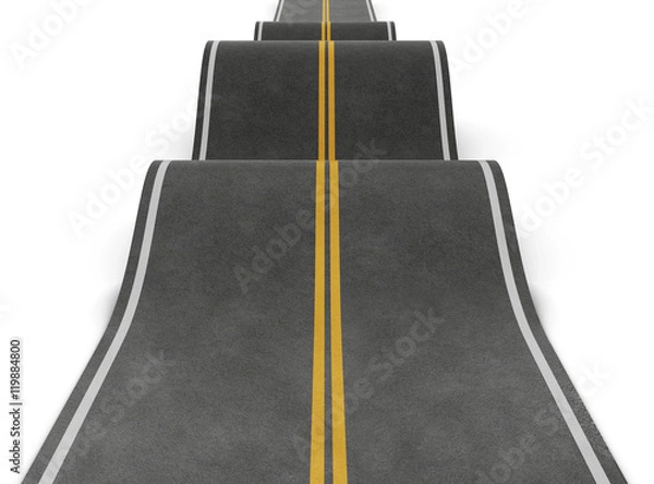 Obraz Straight road with irregularities. Bumpy road with ups and downs