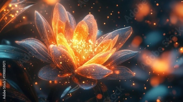 Fototapeta Luminous Lotus Flower with Sparks