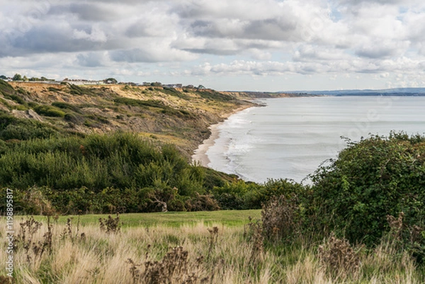 Fototapeta Views of the cliffs and Naish Beach in Highcliffe, Dorset, England, UK