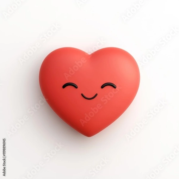 Fototapeta Happy heart emoji digital art online minimalist close-up view positive vibes