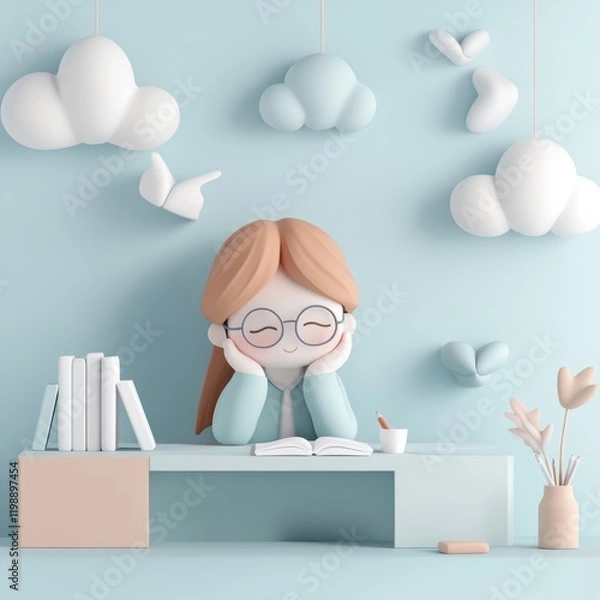 Obraz Creative mindset development modern workspace digital art soft colors close-up inspiration for productivity