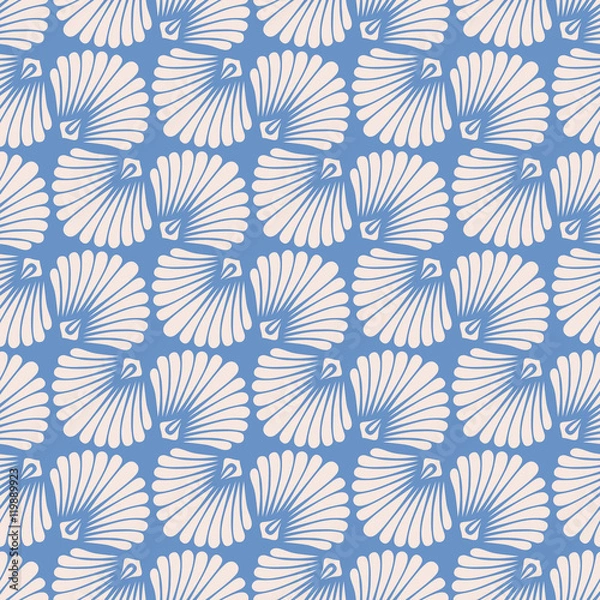 Fototapeta seamless vintage pattern with stylized seashells