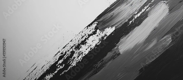 Obraz Abstract black and white brush stroke art with texture and depth featuring sharp angles and contrasting tones Copy Space