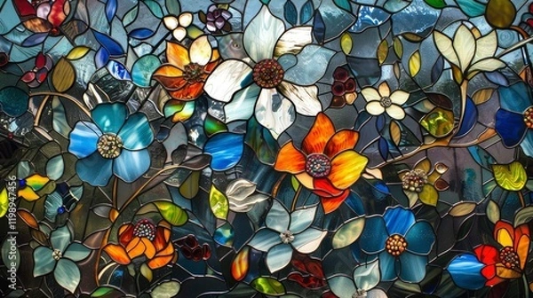 Obraz Colorful Leaves Floral Pattern Design