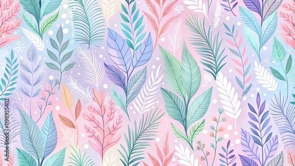 Fototapeta Ethereal Pastel Floral Pattern with Gradient Background for Delicate Design Applications
