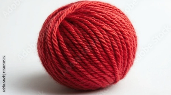 Fototapeta Vibrant Red Yarn Ball for Crafting and Knitting Projects