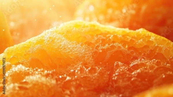 Fototapeta Sunlit close-up of fresh textured tangerines against a vibrant orange background with soft highlights creating a warm, inviting atmosphere.