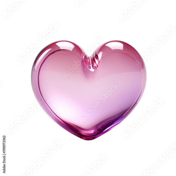 Fototapeta 透明感のあるガラス風の質感の立体的な薄紫のハート型