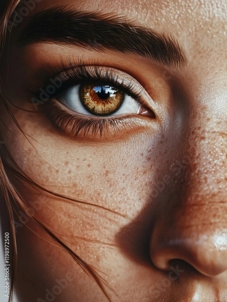 Fototapeta Close-up shot of beautiful woman's eyes on white background