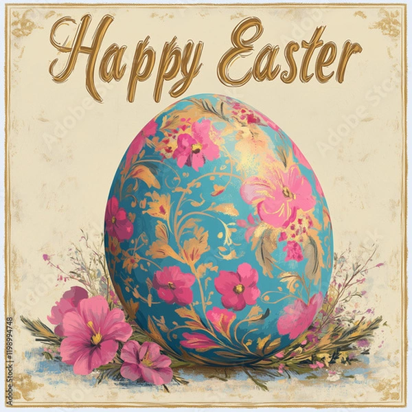 Obraz easter greeting card with easter eggs