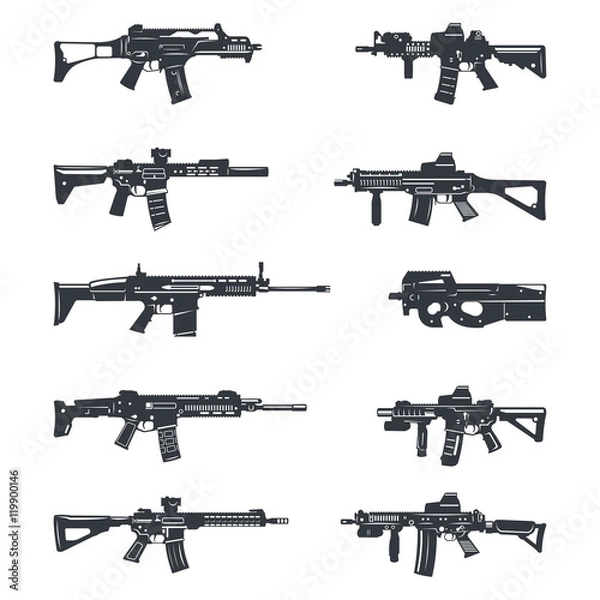 Fototapeta assault rifles set