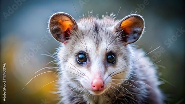 Fototapeta Minimalist Possum Portrait: A Lone Opossum in Soft Light