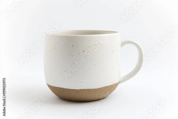 Fototapeta A white ceramic coffee mug with a simple design, isolated on a white background
