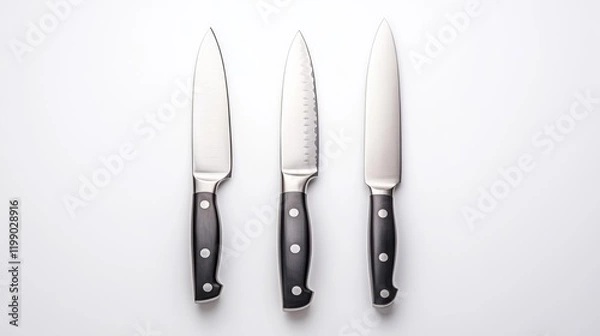 Fototapeta Knife Set Mockup on White Background. Generative AI
