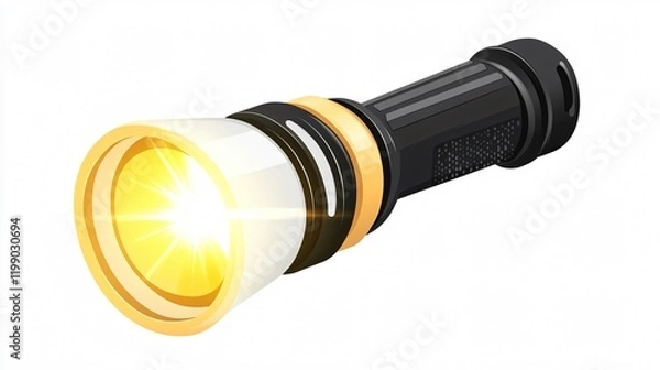 Fototapeta Flashlight Vector with Light, Single 2D Flat Vector for Professional Use