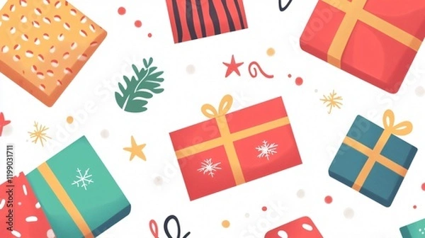 Fototapeta Elegant Gift Card Vector Design with 2D Flat Elements - Isolated Illustration