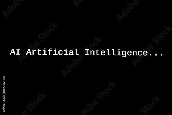Fototapeta Black computer screen, with the text AI Artificial Intelligence. Use and evolution of artificial intelligence.