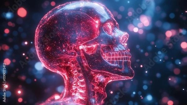 Fototapeta Neon X-Ray Skeleton Anatomy. Generative AI