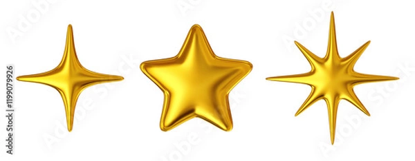 Fototapeta Golden sparkling stars isolated on white background. Clipping path included