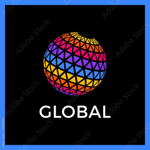 Fototapeta Triangle Pixel Global Media Logo Template